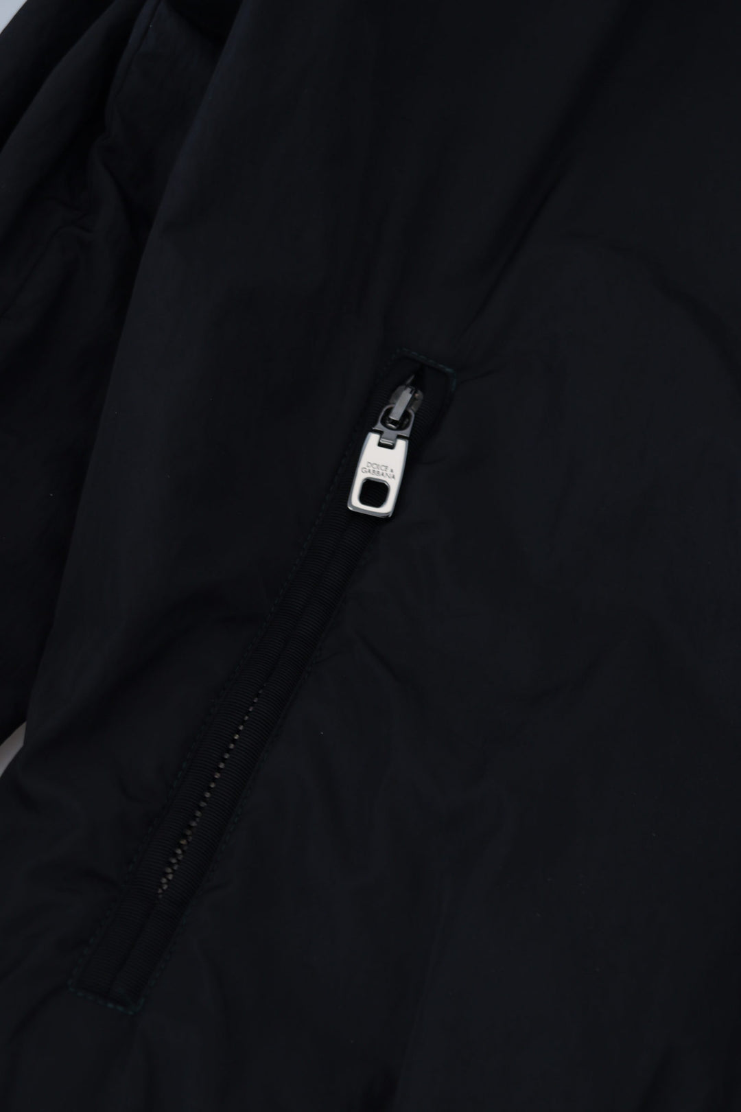 Dolce &amp; Gabbana Black Nylon Logo Bomber Zipper Jacket