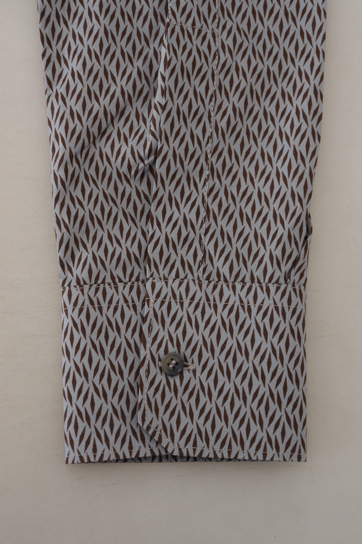 Dolce &amp; Gabbana Gray Brown GOLD Slim Fit Dress Formal Shirt
