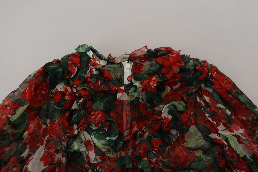 Dolce &amp; Gabbana Multicolor Geranium A-line Knee Length Dress