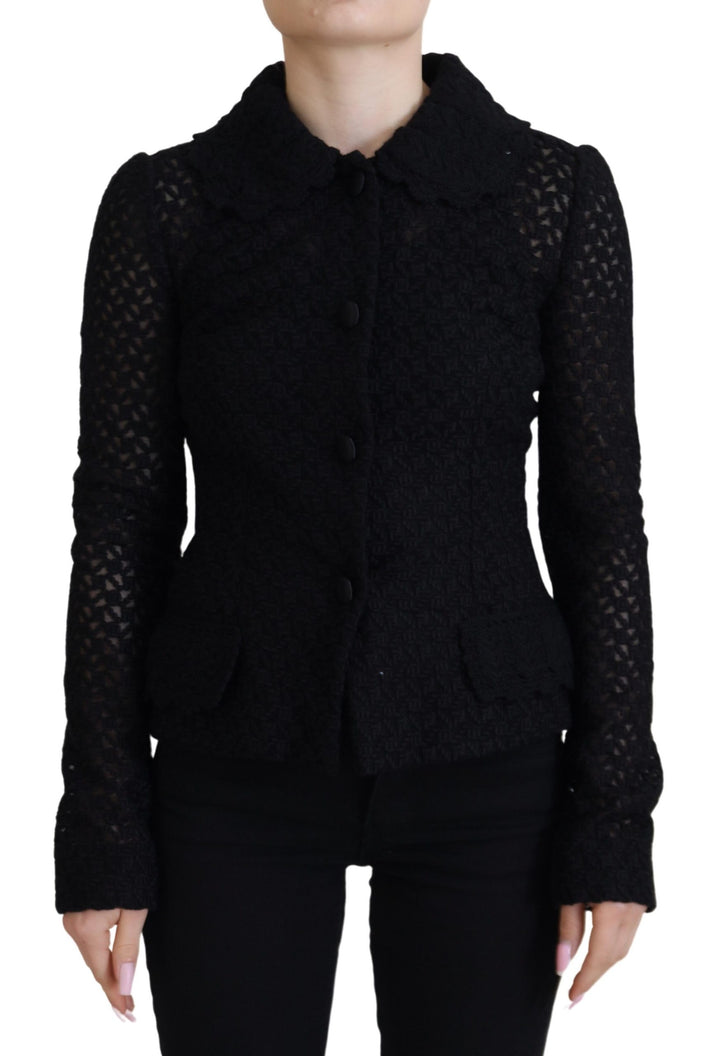 Dolce &amp;amp; Gabbana Élégante veste boutonnée en laine mélangée noire