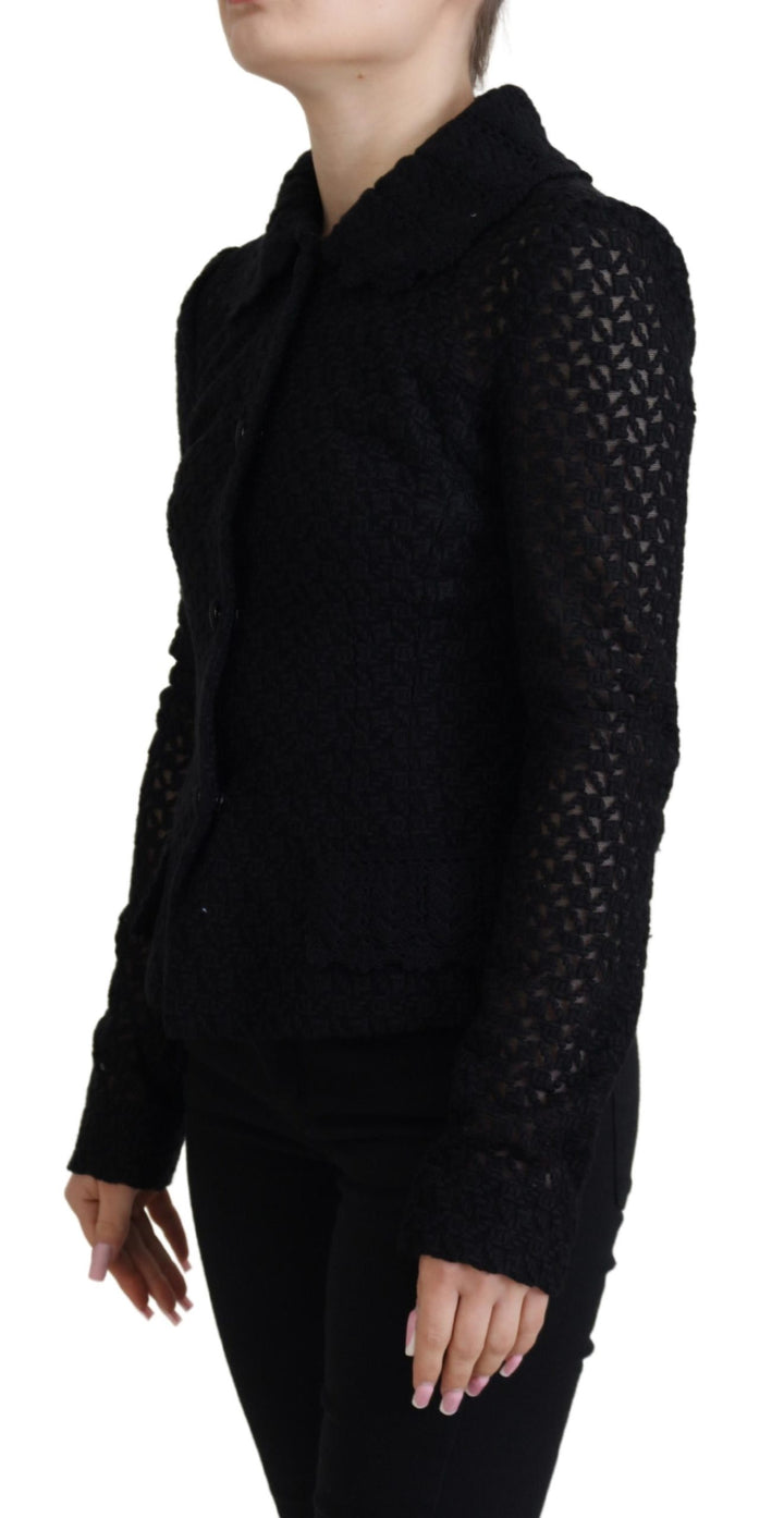 Dolce &amp;amp; Gabbana Élégante veste boutonnée en laine mélangée noire