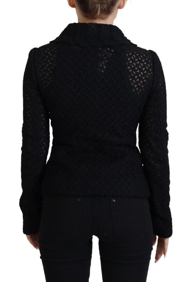Dolce &amp;amp; Gabbana Élégante veste boutonnée en laine mélangée noire