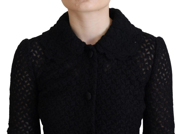 Dolce &amp;amp; Gabbana Élégante veste boutonnée en laine mélangée noire