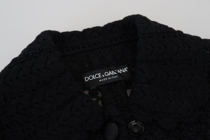 Dolce &amp;amp; Gabbana Élégante veste boutonnée en laine mélangée noire