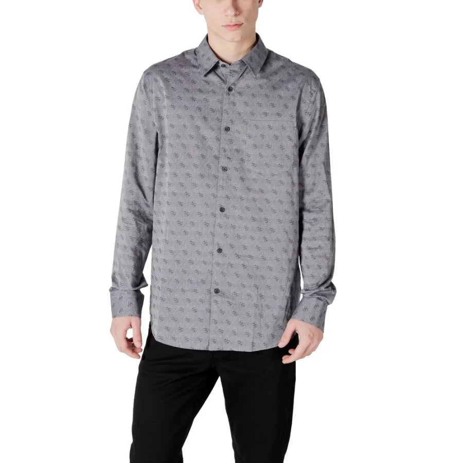 Guess Gray Cotton Dress Shirt