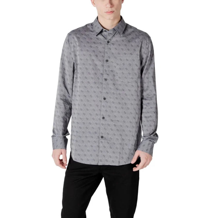 Guess Gray Cotton Dress Shirt