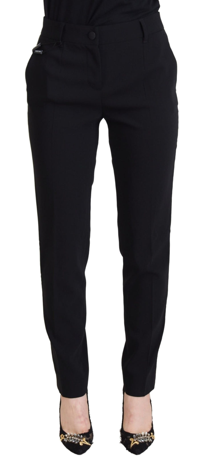 Pantalon élégant en laine et soie noire Dolce &amp;amp; Gabbana