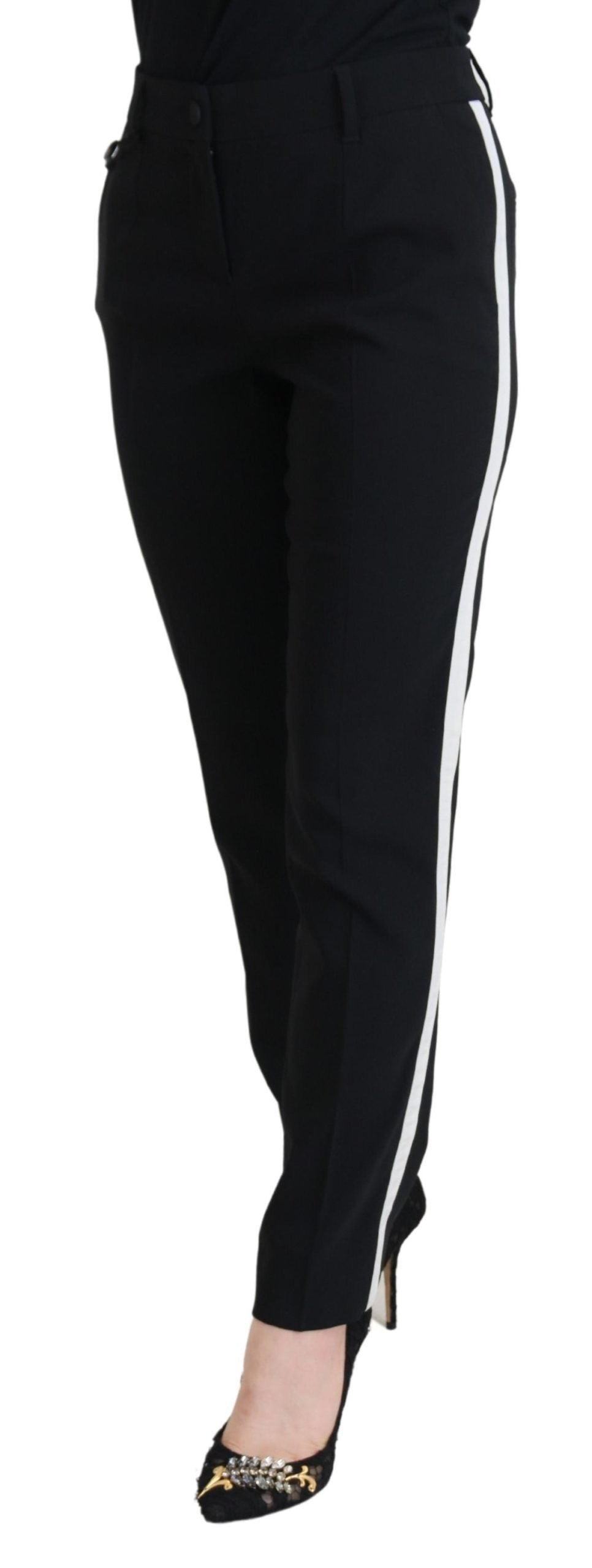Pantalon élégant en laine et soie noire Dolce &amp;amp; Gabbana