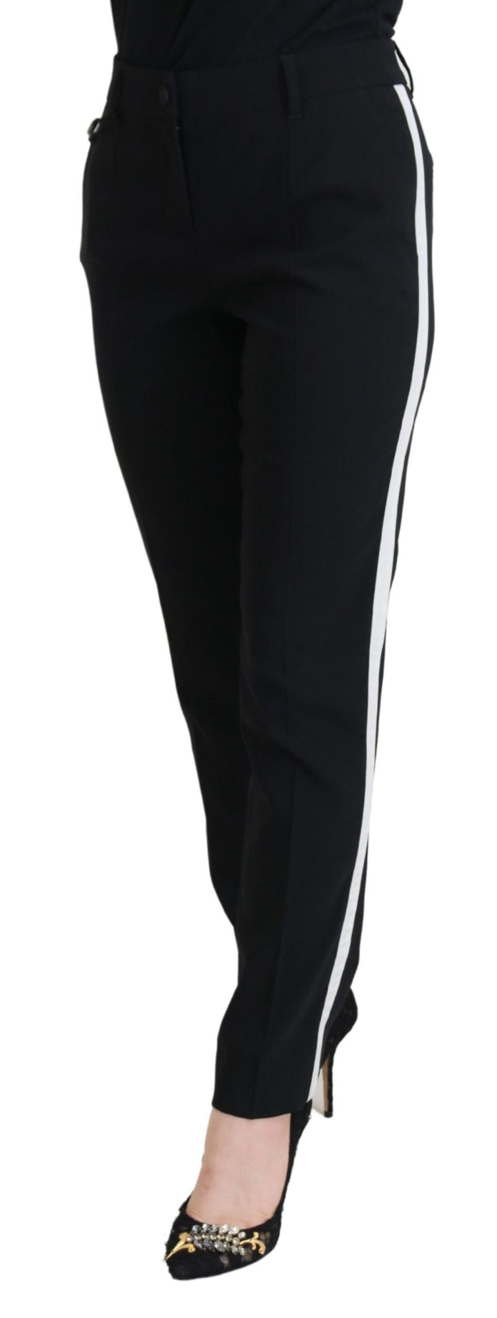Pantalon élégant en laine et soie noire Dolce &amp;amp; Gabbana