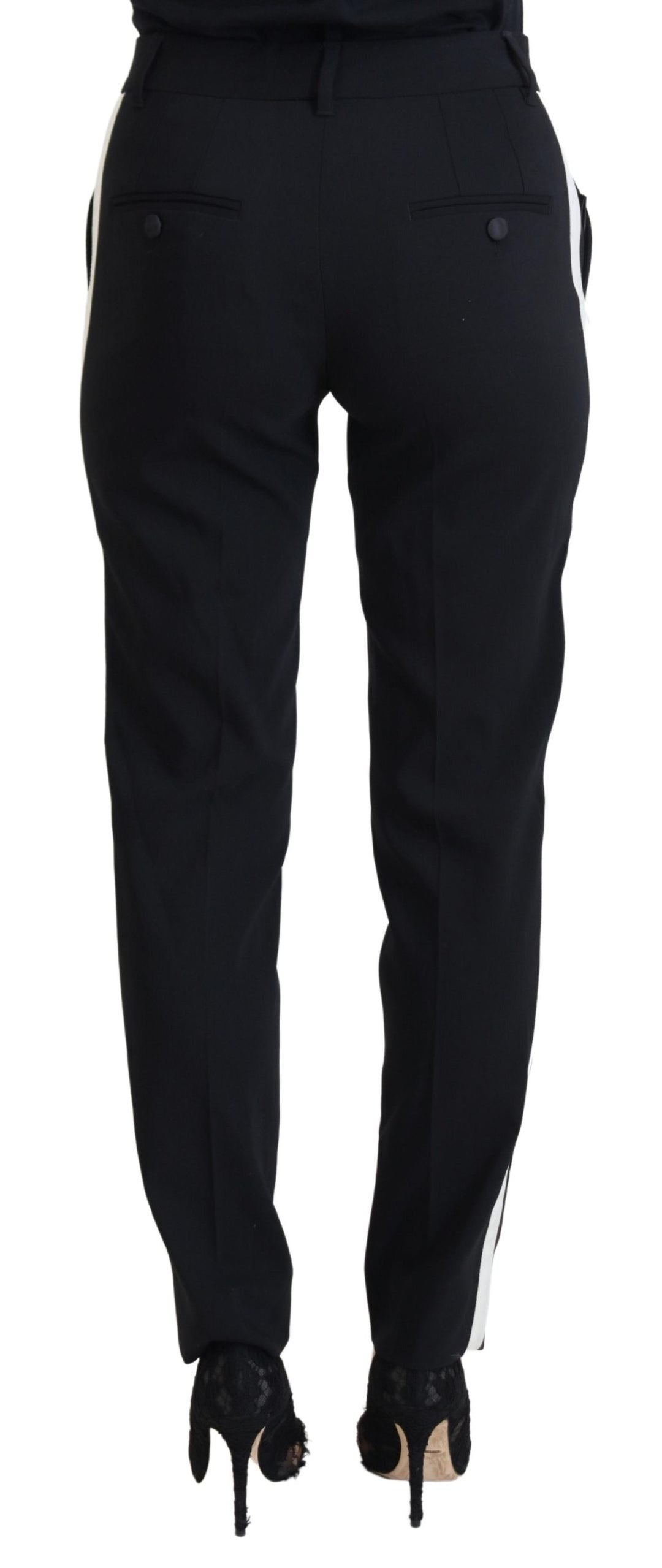 Pantalon élégant en laine et soie noire Dolce &amp;amp; Gabbana