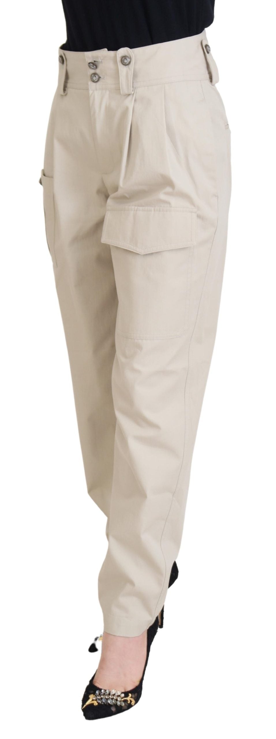 Pantalon en coton beige chic Dolce &amp;amp; Gabbana pour un confort élégant