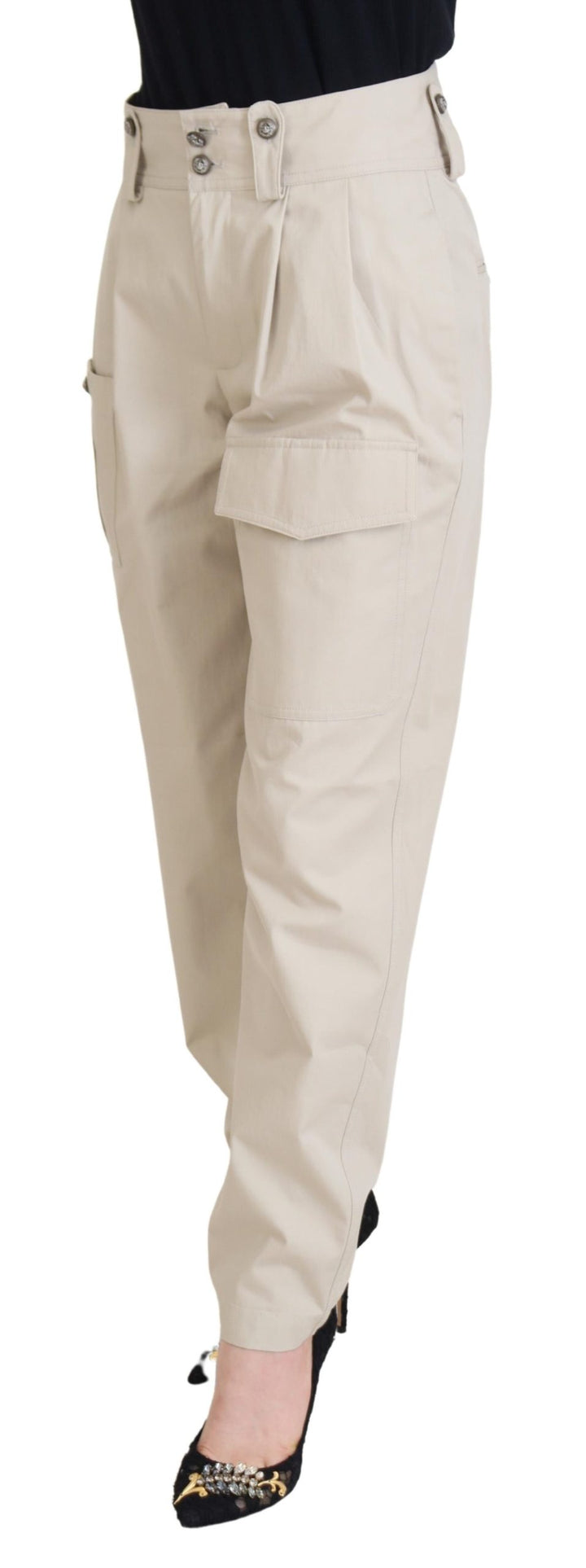 Pantalon en coton beige chic Dolce &amp;amp; Gabbana pour un confort élégant