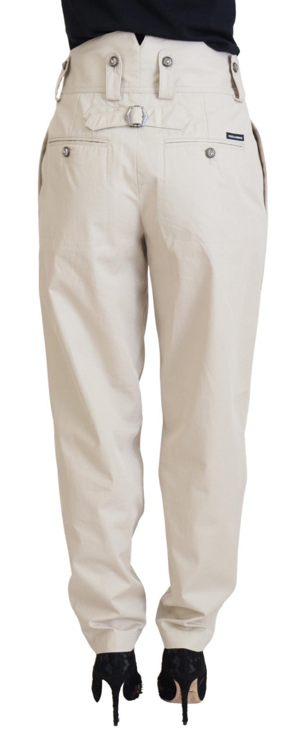 Pantalon en coton beige chic Dolce &amp;amp; Gabbana pour un confort élégant