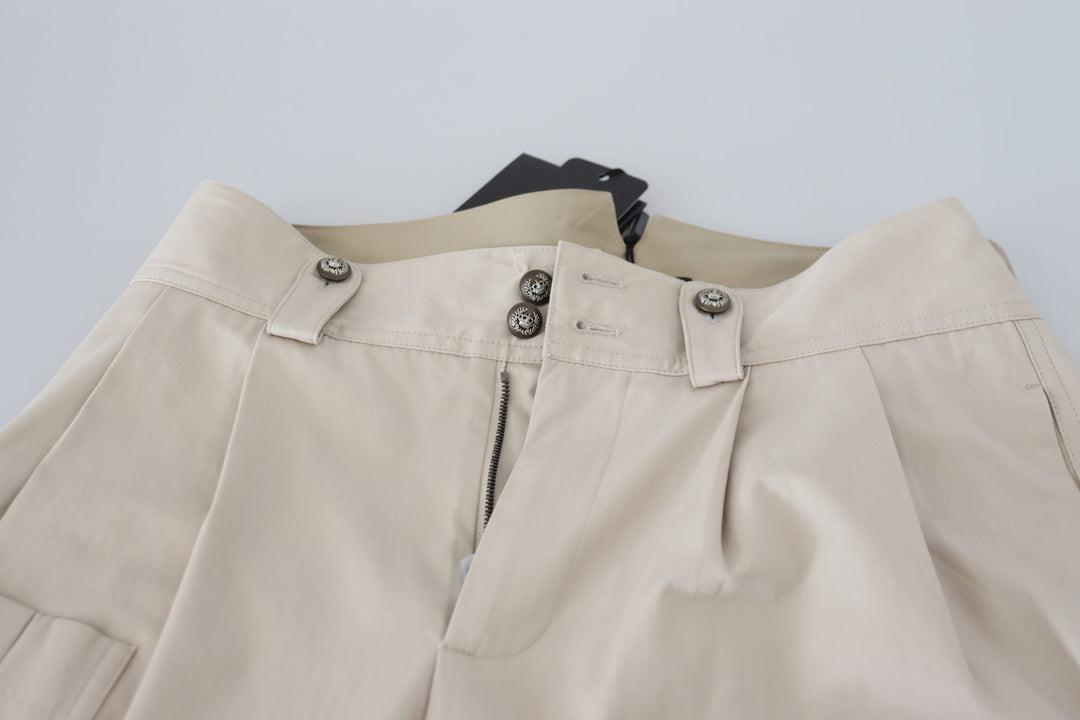 Pantalon en coton beige chic Dolce &amp;amp; Gabbana pour un confort élégant