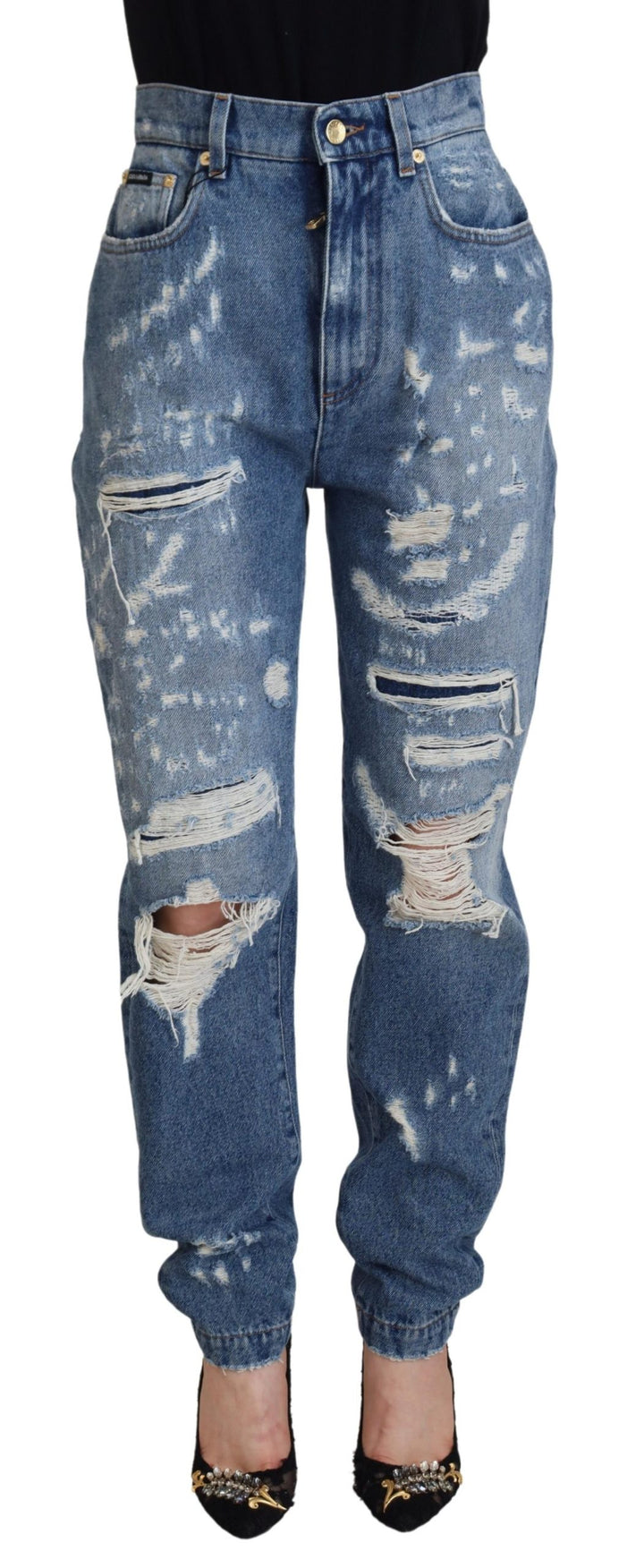Pantalon en denim déchiré chic Dolce &amp;amp; Gabbana - Indigo Essence