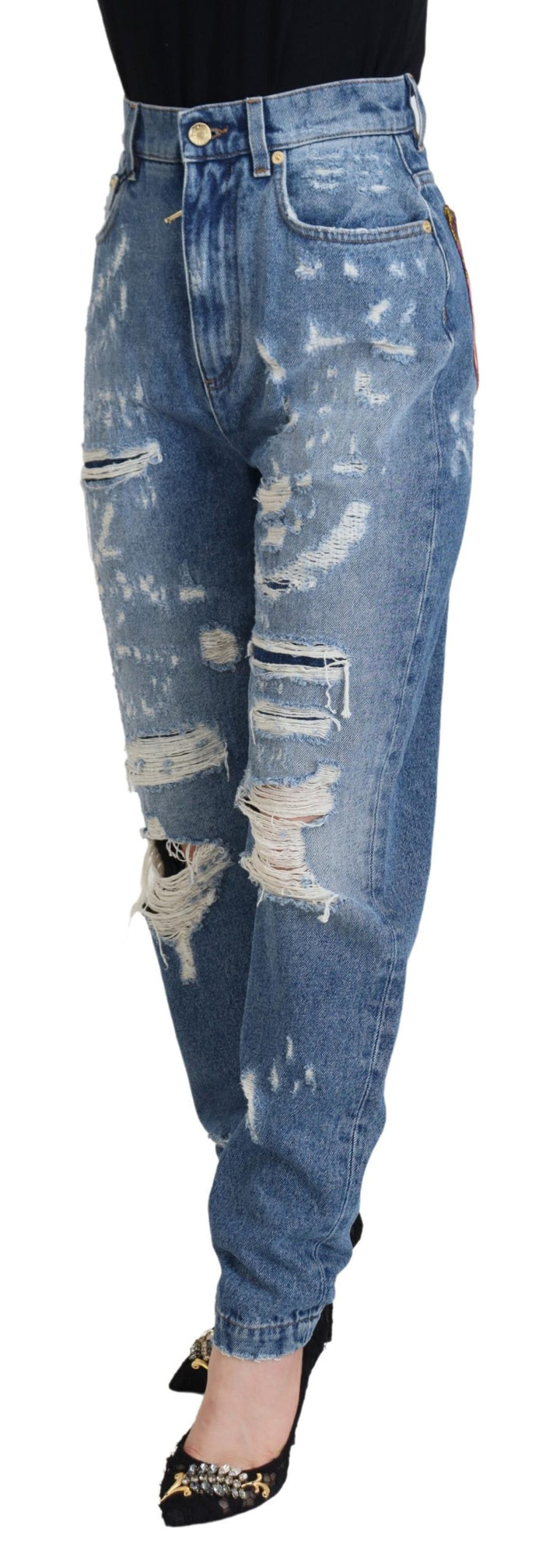 Pantalon en denim déchiré chic Dolce &amp;amp; Gabbana - Indigo Essence