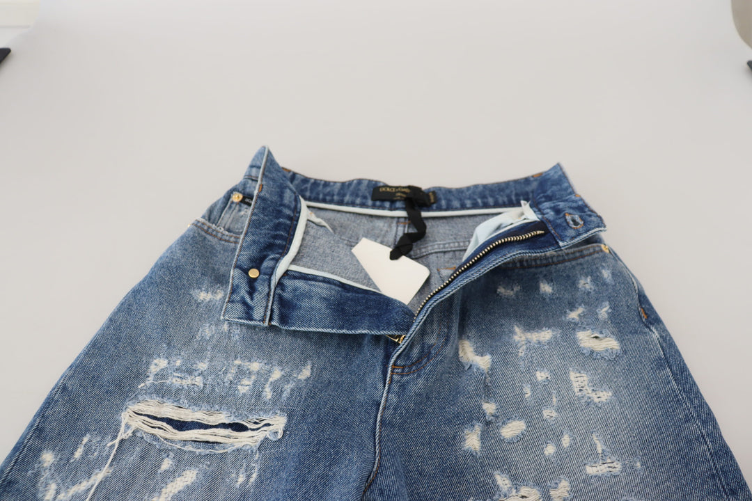 Pantalon en denim déchiré chic Dolce &amp;amp; Gabbana - Indigo Essence