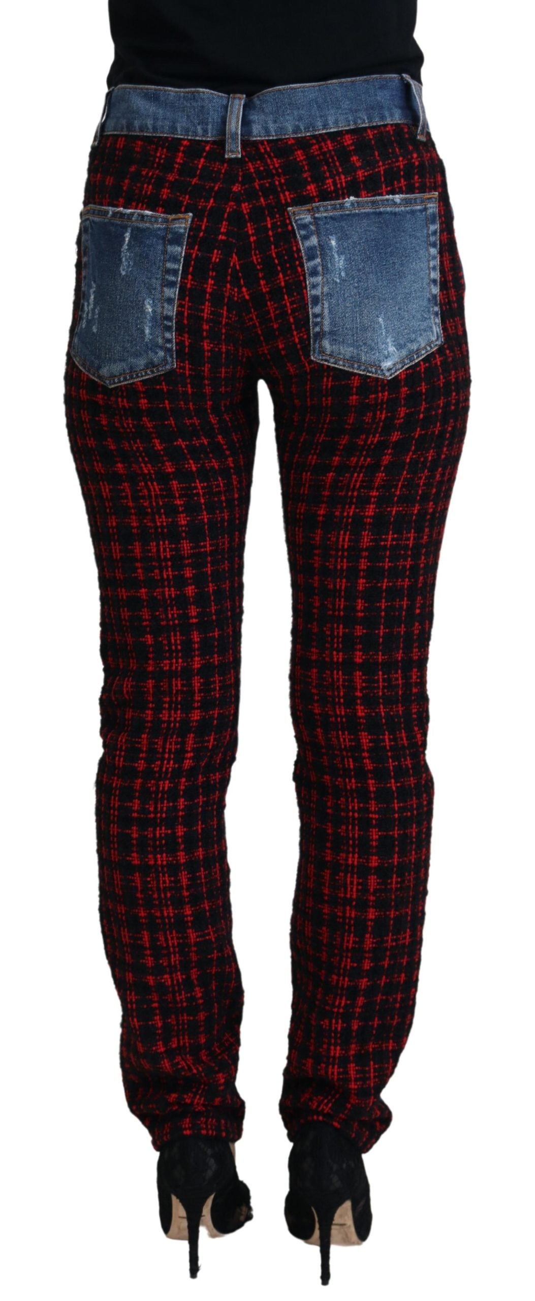 Pantalon en denim à carreaux Dolce &amp;amp; Gabbana Elevated Elegance