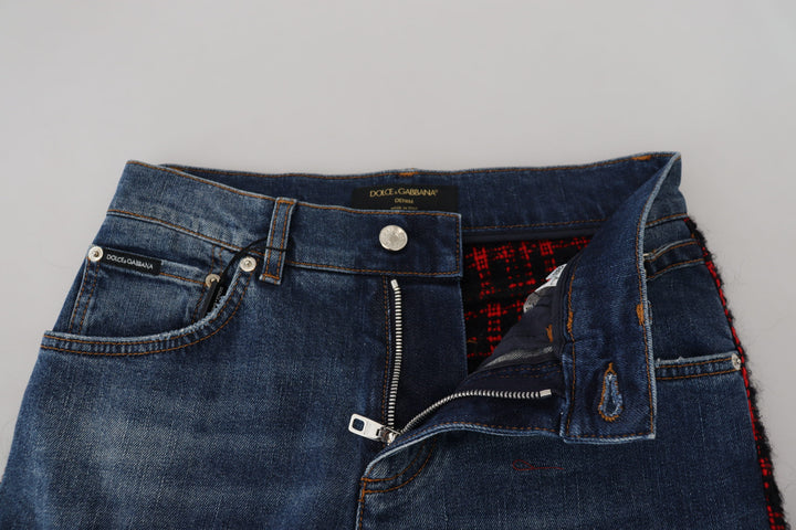 Pantalon en denim à carreaux Dolce &amp;amp; Gabbana Elevated Elegance