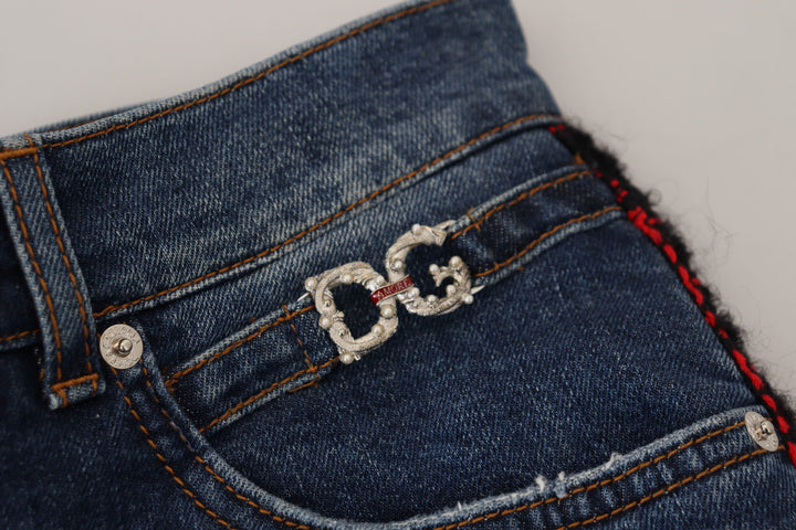 Pantalon en denim à carreaux Dolce &amp;amp; Gabbana Elevated Elegance