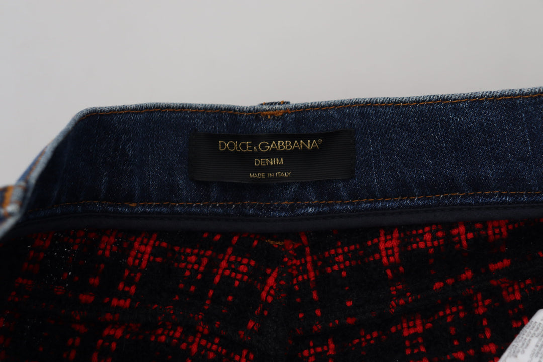 Pantalon en denim à carreaux Dolce &amp;amp; Gabbana Elevated Elegance