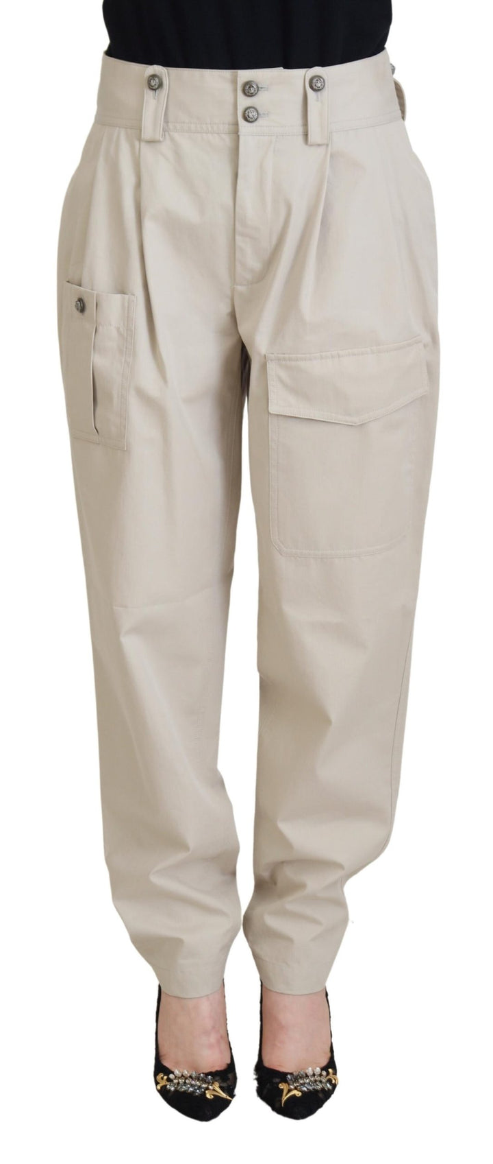 Pantalon élégant en coton beige Dolce &amp;amp; Gabbana