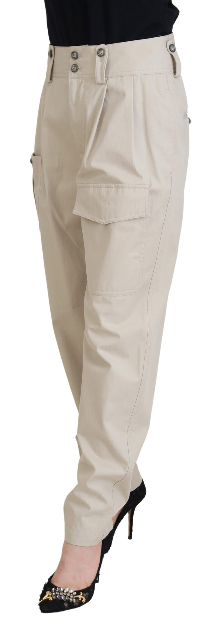 Pantalon élégant en coton beige Dolce &amp;amp; Gabbana