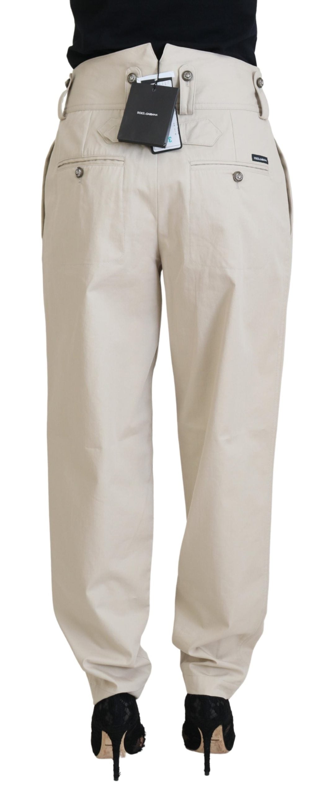 Pantalon élégant en coton beige Dolce &amp;amp; Gabbana