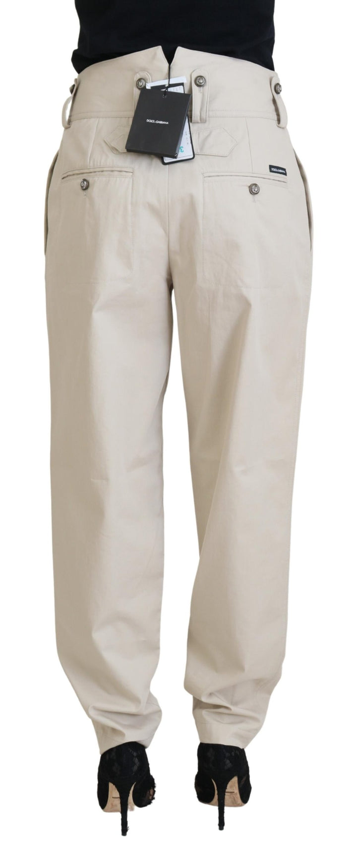 Pantalon élégant en coton beige Dolce &amp;amp; Gabbana
