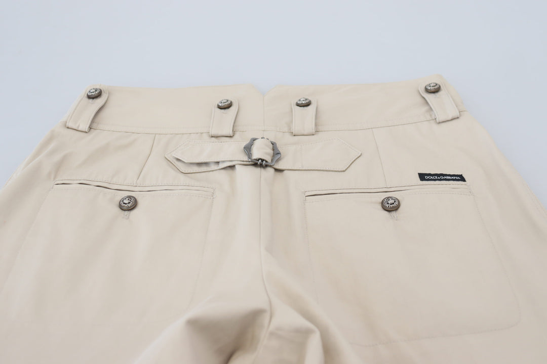 Pantalon élégant en coton beige Dolce &amp;amp; Gabbana