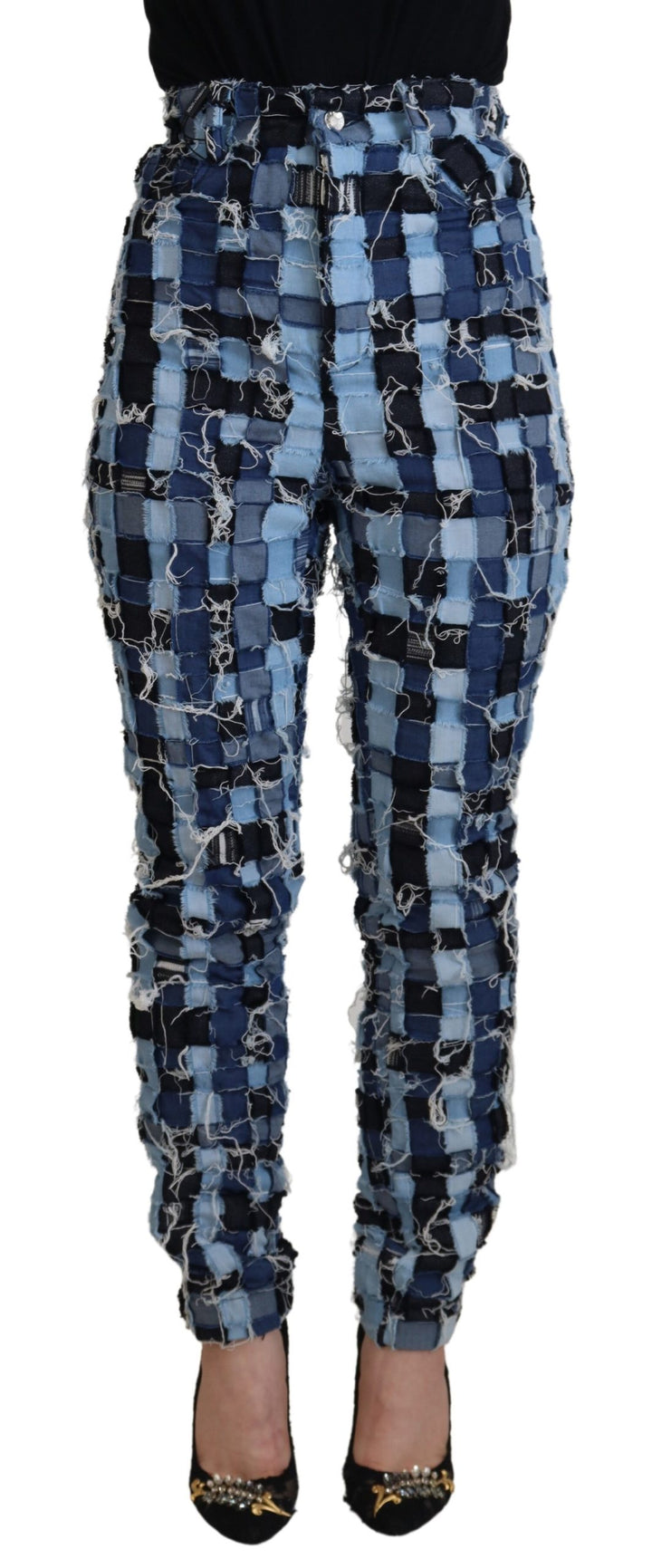 Jean skinny taille haute patchwork multicolore Dolce &amp;amp; Gabbana