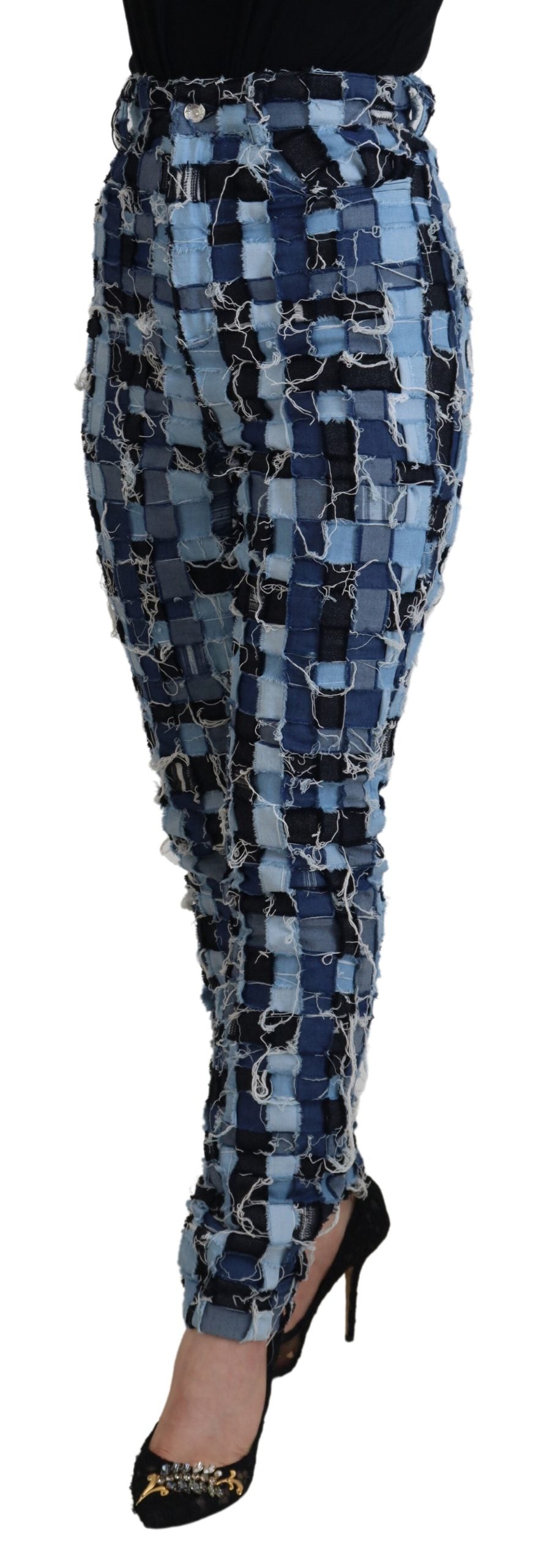 Jean skinny taille haute patchwork multicolore Dolce &amp;amp; Gabbana