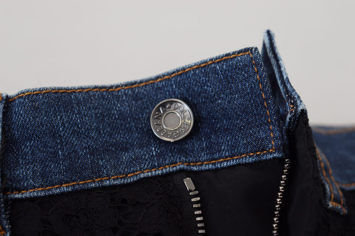 Dolce &amp;amp; Gabbana - Jean élégant à dentelle florale sur le devant