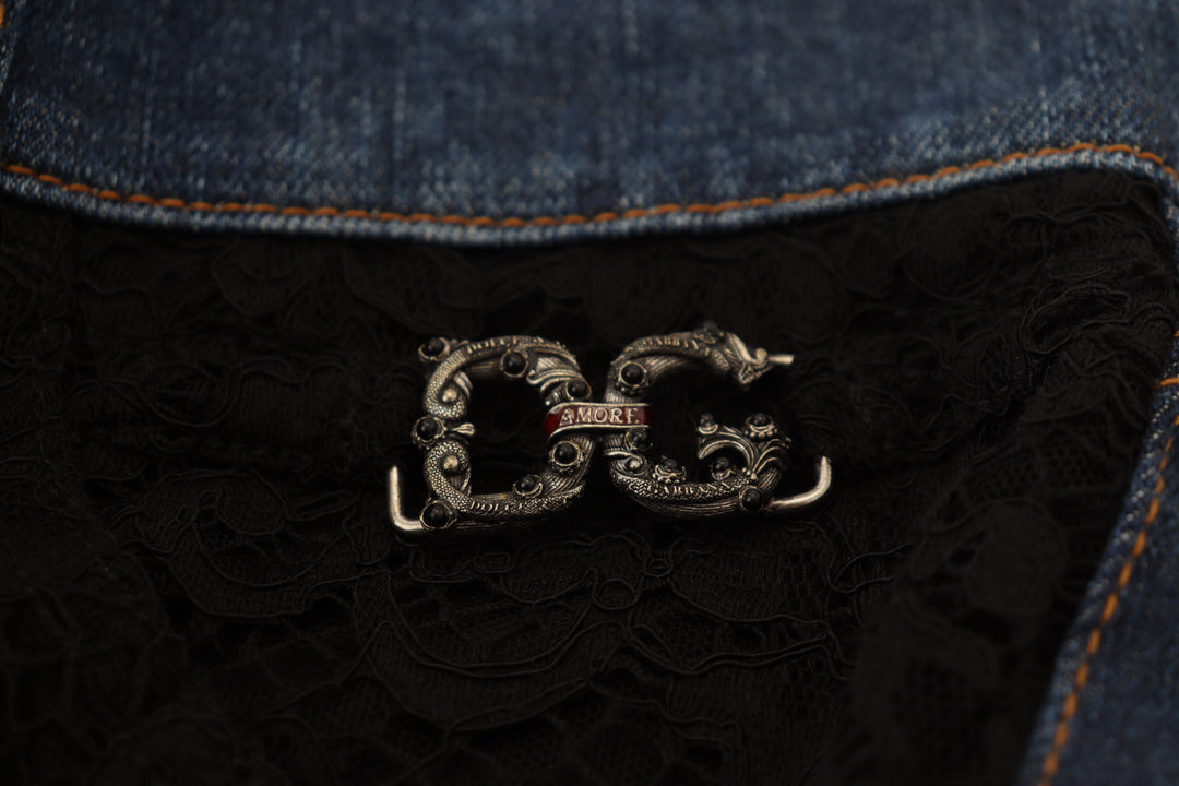 Dolce &amp;amp; Gabbana - Jean élégant à dentelle florale sur le devant