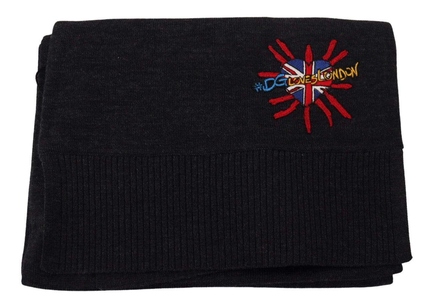 Bufanda de lana negra Dolce Gabbana con elegancia italiana