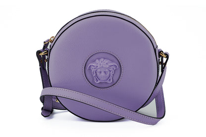 Sac à bandoulière rond violet élégant Versace