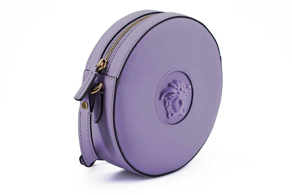 Sac à bandoulière rond violet élégant Versace