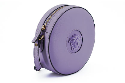 Sac à bandoulière rond violet élégant Versace