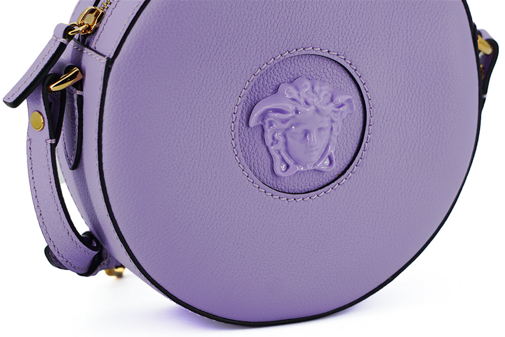 Sac à bandoulière rond violet élégant Versace