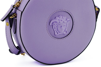 Sac à bandoulière rond violet élégant Versace