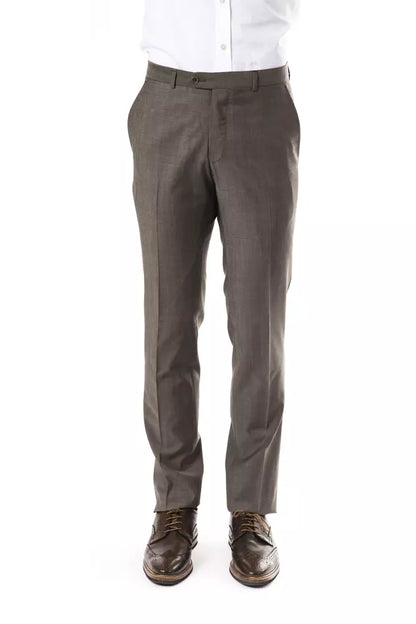 Uominitaliani Gray Wool Mens Suit Pant