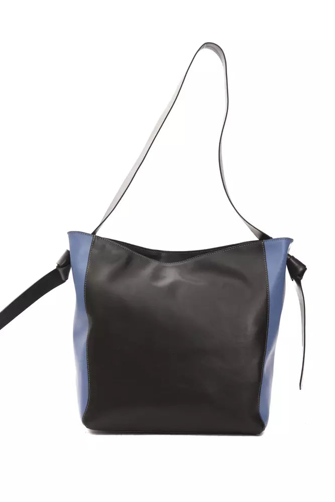 Bolso de hombro de piel negra Pompei Donatella de estilo italiano
