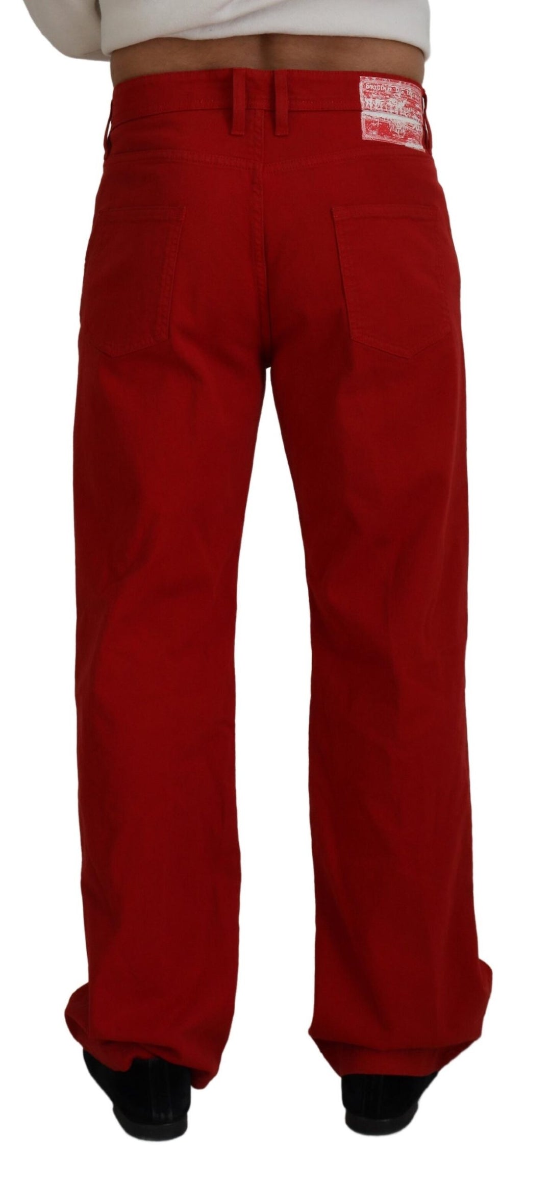 Dolce & Gabbana Red Cotton Straight Fit Men Denim Jeans