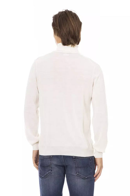 Baldinini Trend White Fabric Men Turtleneck Sweater