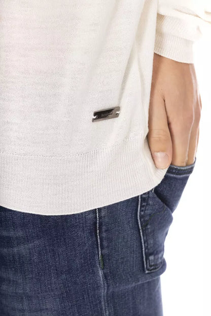Baldinini Trend White Fabric Men Turtleneck Sweater