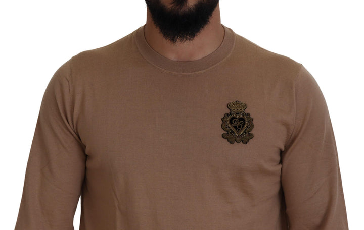 Dolce &amp; Gabbana Beige Cashmere Crown Logo Pullover Sweater