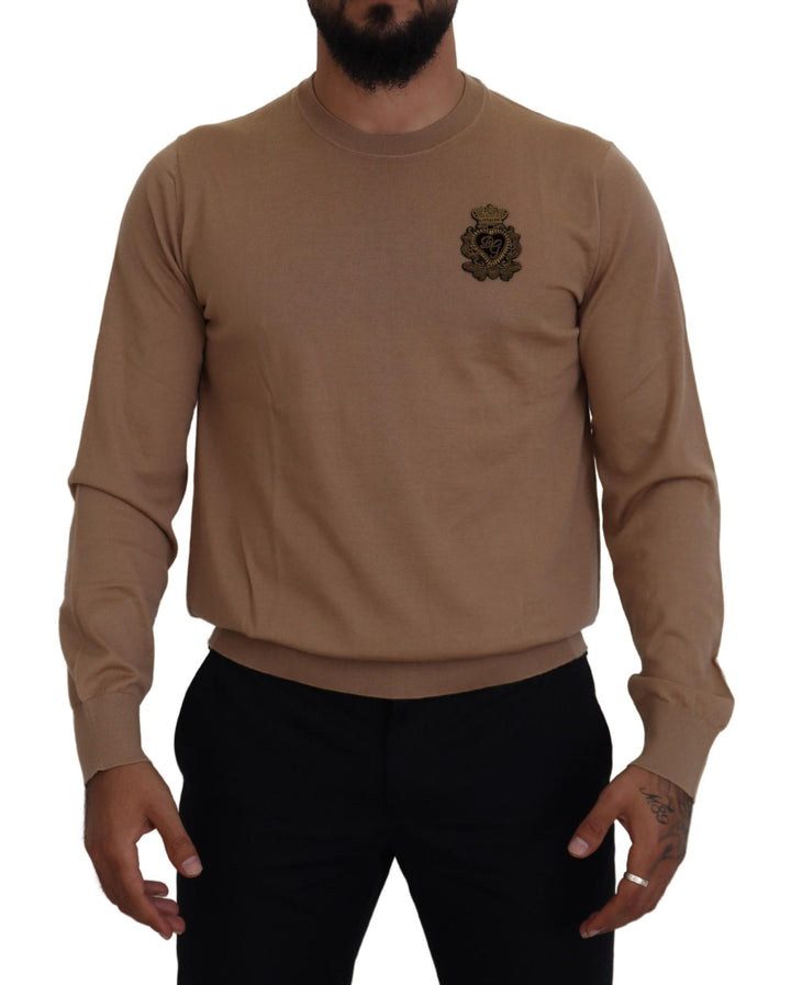 Dolce &amp; Gabbana Beige Cashmere Crown Logo Pullover Sweater