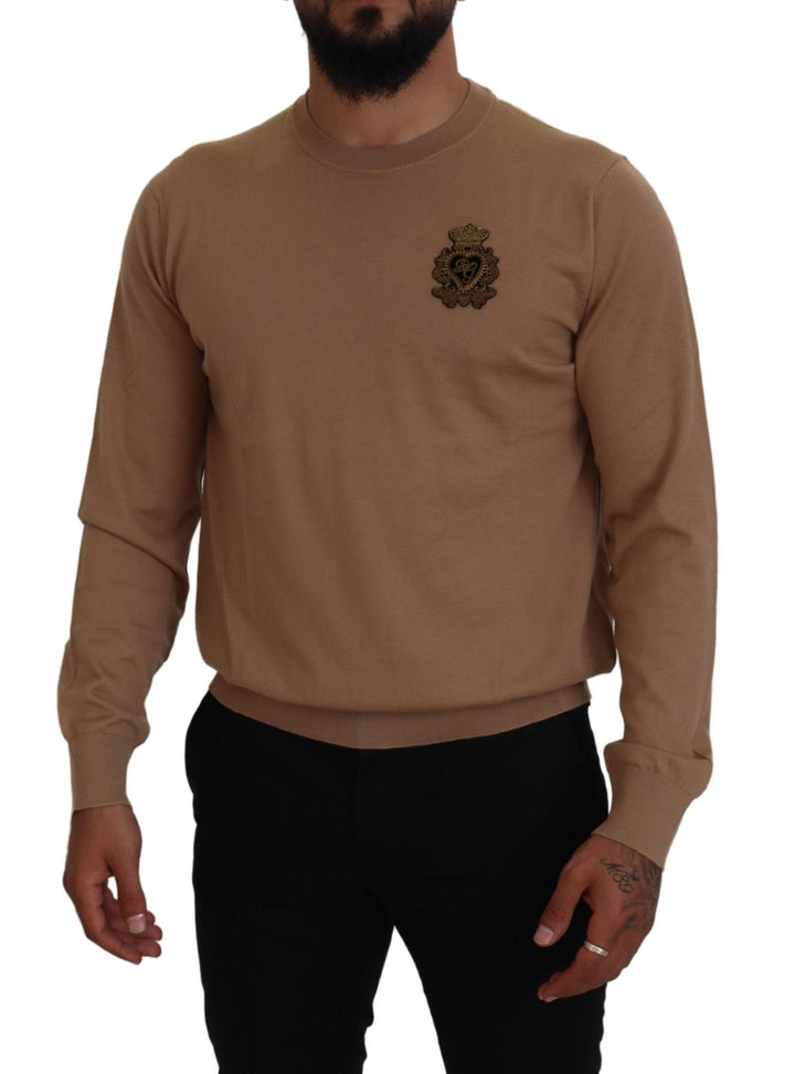 Dolce &amp; Gabbana Beige Cashmere Crown Logo Pullover Sweater