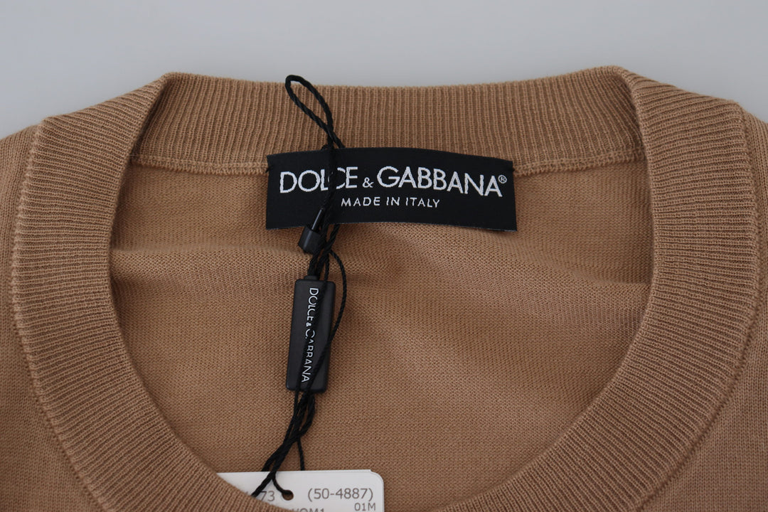 Dolce &amp; Gabbana Beige Cashmere Crown Logo Pullover Sweater