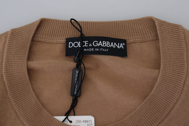 Dolce &amp; Gabbana Beige Cashmere Crown Logo Pullover Sweater